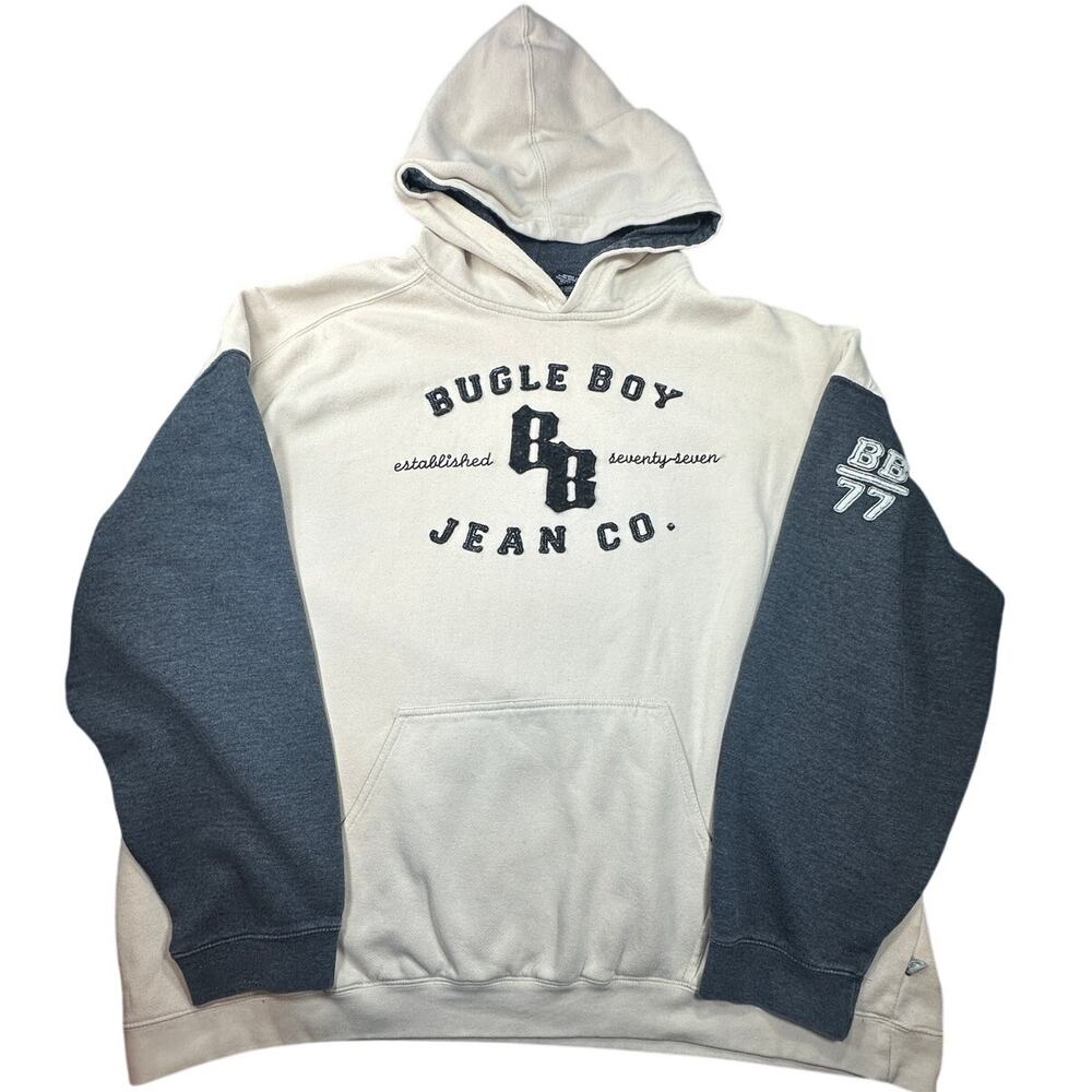 Bugle Boy Mens 3XL Colorblock Fleece Pullover Hoodie Heavyweight Y2K